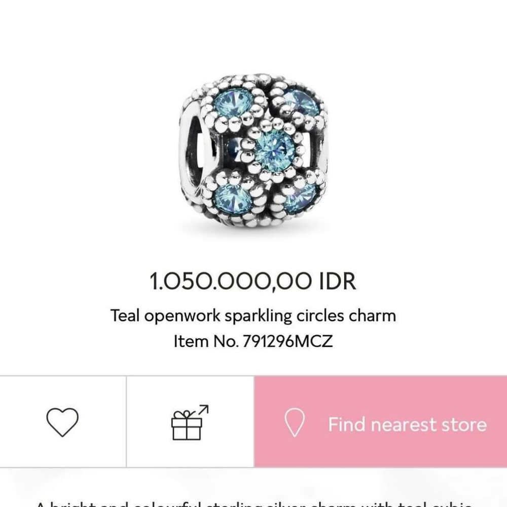 Authentic Teal Openwork Sparkling Circle Pandora Charm
